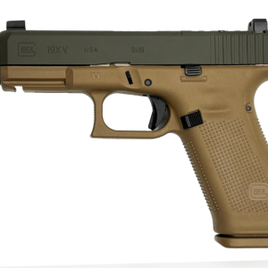 GLOCK 19X V C4 9MM 19RD OD GREEN SLIDE GOLD OPTIC CUT RMR/HOLOSUN PATTERN TB  UV1950703XC419X1 CAMFOUR EXCLUSIVE