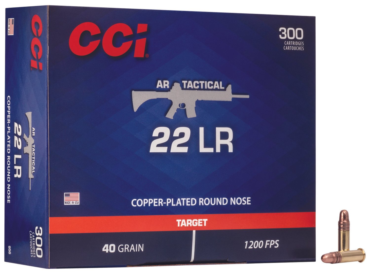91976.jpg CCI 956 AR Tactical 22LR 40gr Copper Plated Round Nose 300 Per Box/10 Case