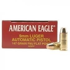 Federal American Eagle 9mm, FMJ, Flat Point, 147 Grain, 50 rounds