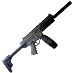 ATI GSG-16 GERGGSG16110S 16.25" .22 LR Semi-Auto Rifle 110+1 w/ 110 Rd Rotary Magazine Faux Suppressor Collapsible Stock Smoke Grey