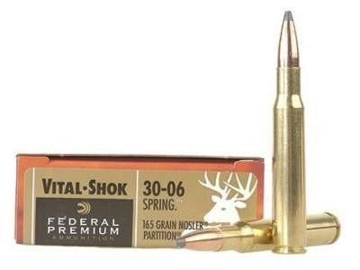 Federal 30-06 Ammunition Vital-Shok P3006AD 165 Grain Nosler Partition 20 rounds