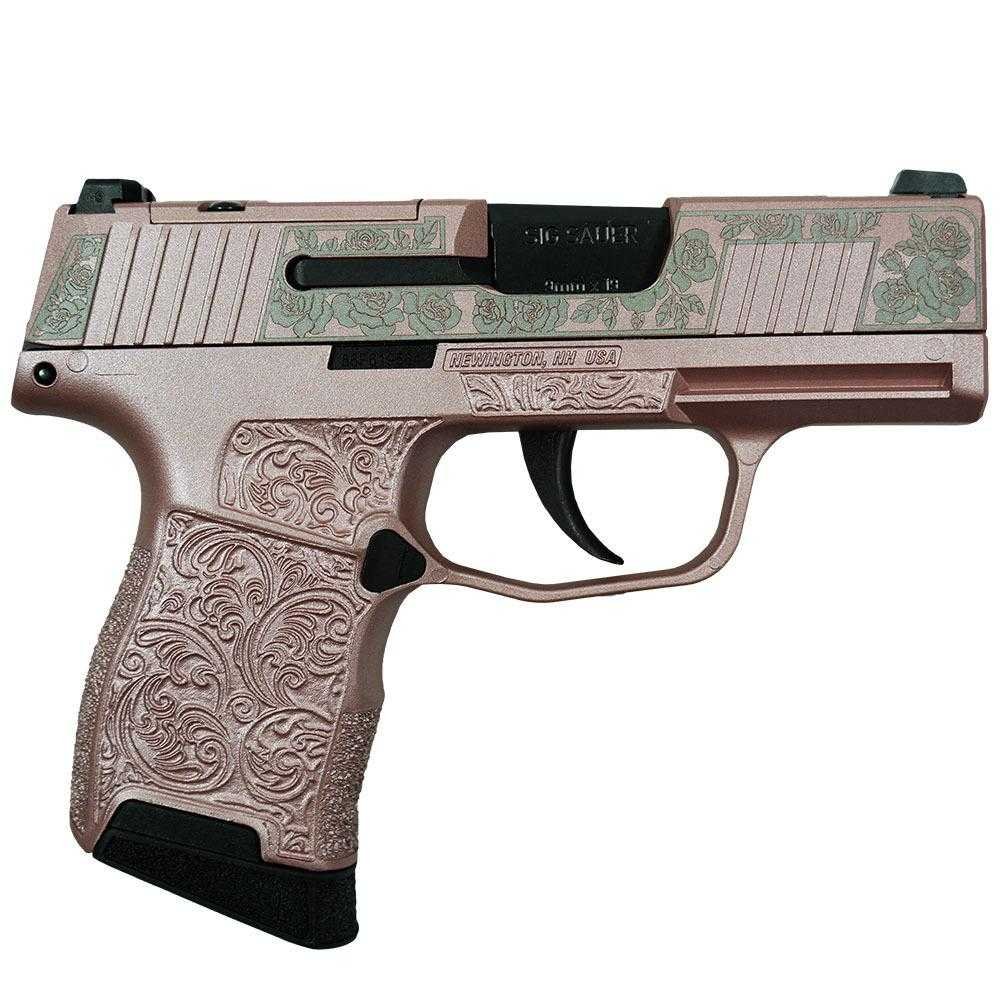 https3A2F2Fmedia.chattanoogashooting.com2Fimages2Fproduct2FXI681228GR2FXI681228GR-1.jpg Sig Sauer "Guns & Roses Rose Gold" P365 Optic Ready Handgun 9mm Luger 10rd Magazines(2) 3.1" Barrel X-RAY 3 Sights