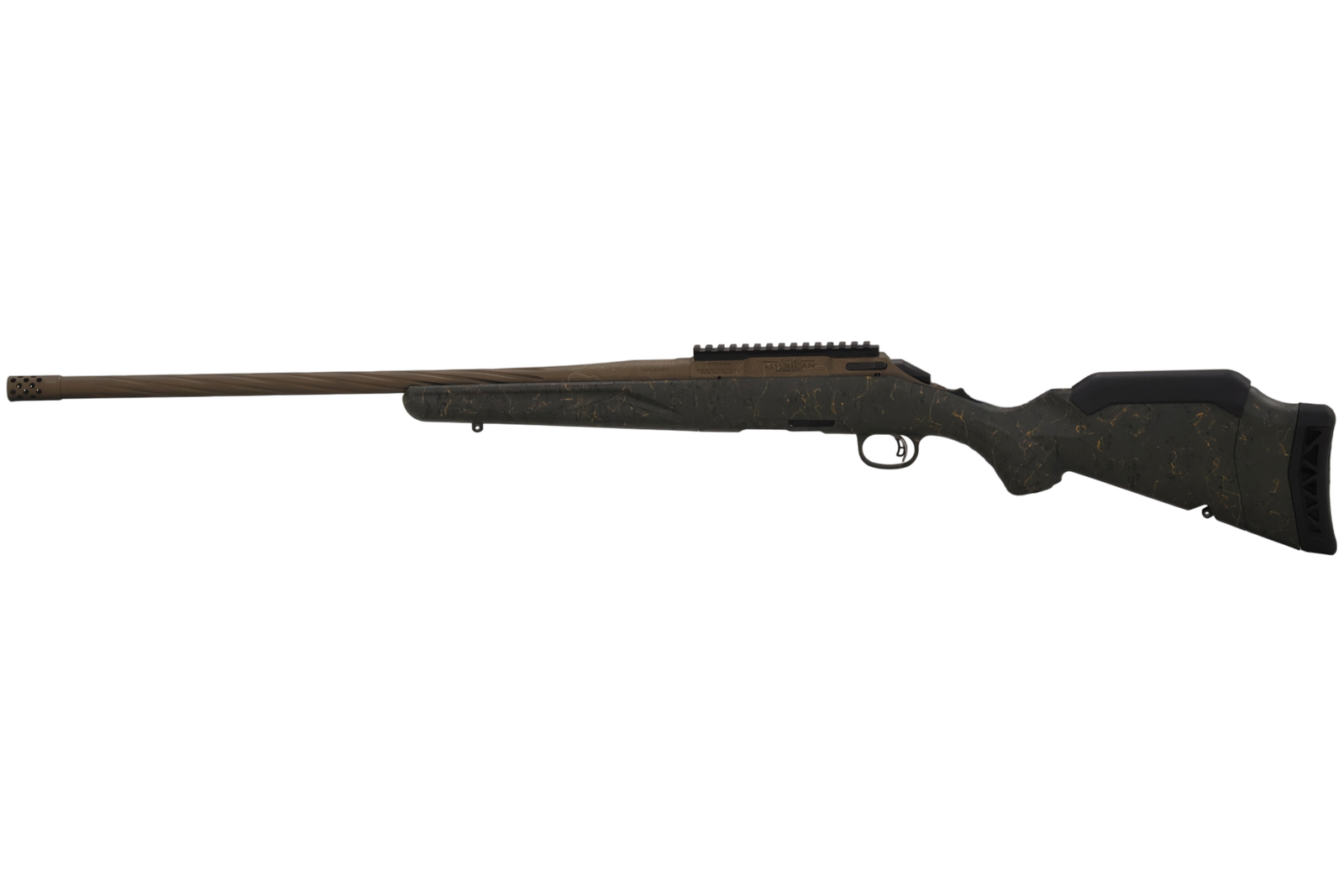 RUGER AMERICAN G2 PRED WILDERNESS TOPO 350 LEGEND RIFLE 22" SPIRAL FLUTED, BRNZ/GRN SPLATTER 5RD MAG