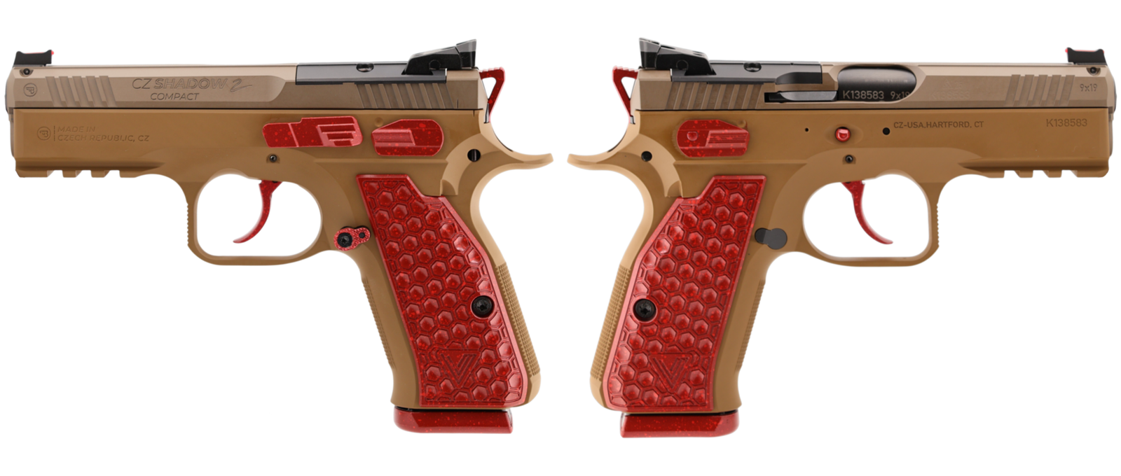 CZ SHADOW II COMPACT PEANUT BUTTER & STRAWBERRY JELLY 9MM PISTOL 4" 2-15RD MAGS