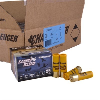 p_430109340_1.jpg LONG BIRD 20 GAUGE 2-3/4'' 1OZ #8 SHOT 1250 FPS 250/CASE