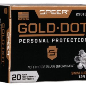 Speer 23618GD Gold Dot Personal Protection 9mmLuger 124gr Hollow Point 20 Per Box/10 Case