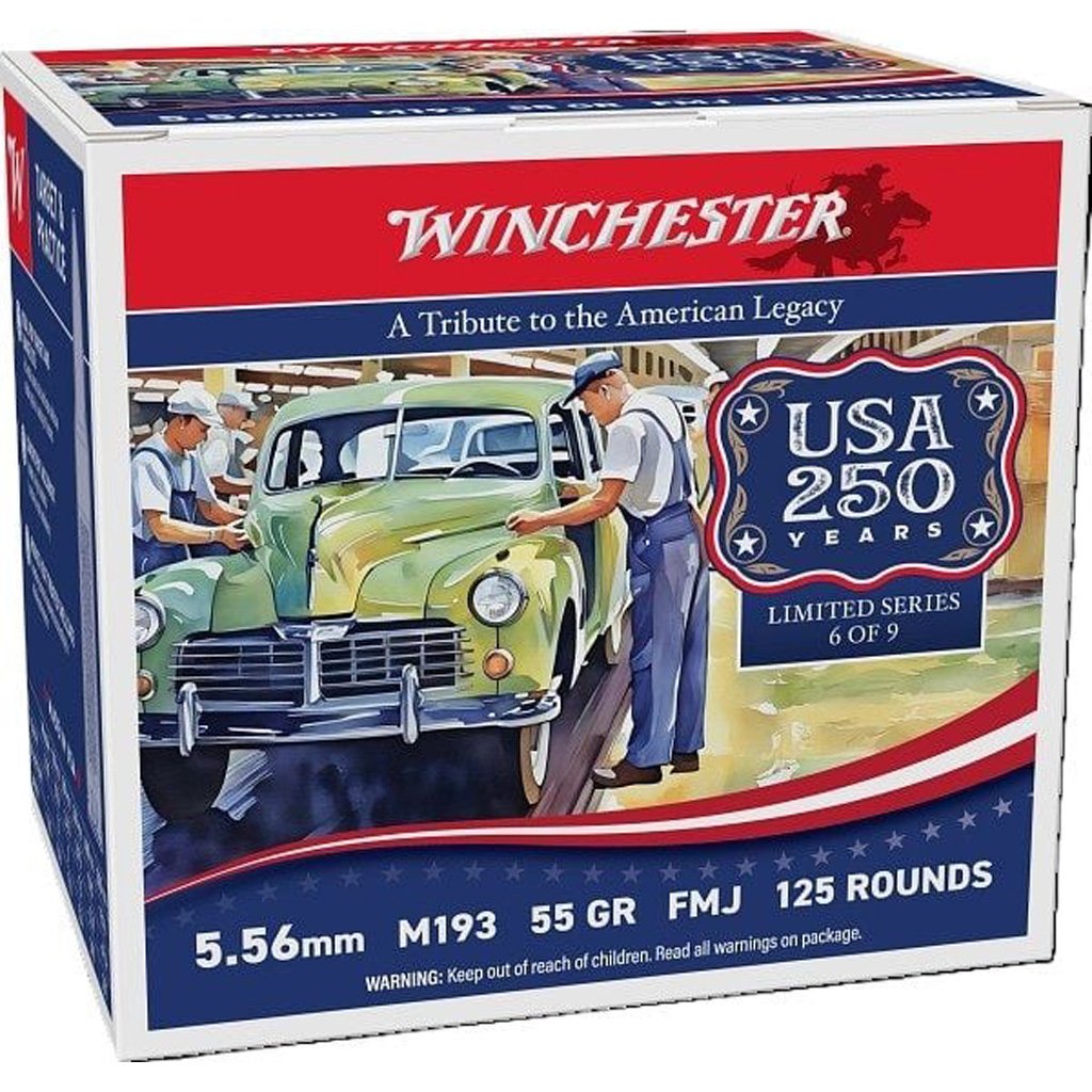 Winchester USA Anniversary Edition Rifle Ammo 5.56 NATO 55gr. FMJ LC 125 rd.