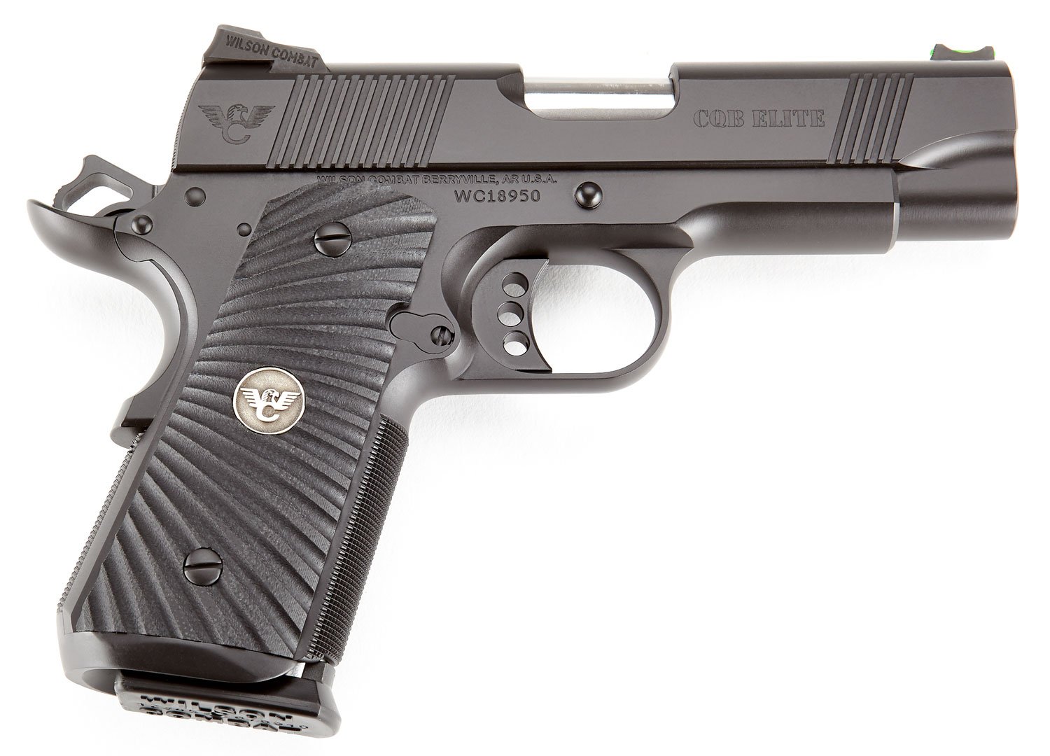 Wilson Combat CQBECP9 CQB Elite Compact Frame 9mm Luger 10+1/9+1 4" Stainless Match Grade Barrel, Black Serrated Carbon Steel Slide, Black Carbon Steel Frame w/Beavertail, Black G10 Starburst Grip