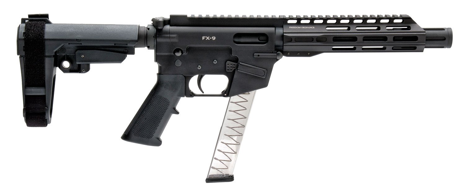 Freedom Ordnance FX-9P8S FX-9  9mm Luger 8" 31+1 Black Anodized Black Polymer SBA3 Pistol Brace