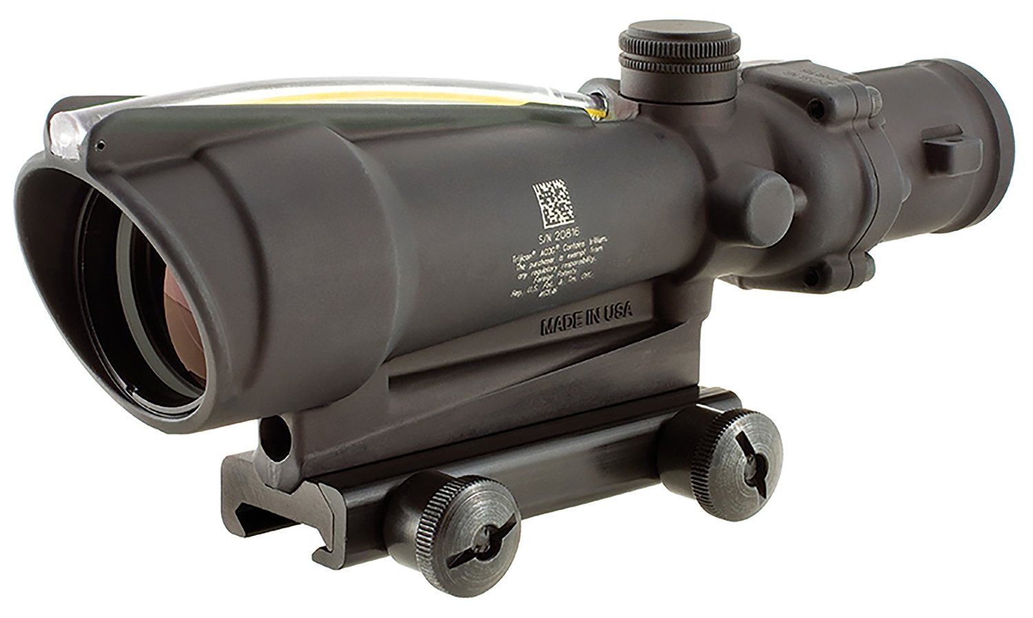 133140.jpg Trijicon 100143 ACOG Matte Black 3.5x 35mm Illuminated Amber Chevron .308/7.62 BDC Reticle