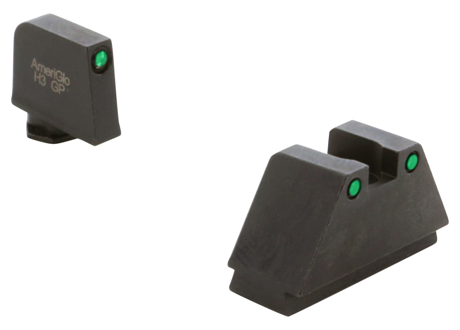 AmeriGlo GL815 Optic Compatible Sight Set for Glock  3XL Tall Green Tritium Black Outline Front Sight-Green Tritium Black Outline Rear Sight