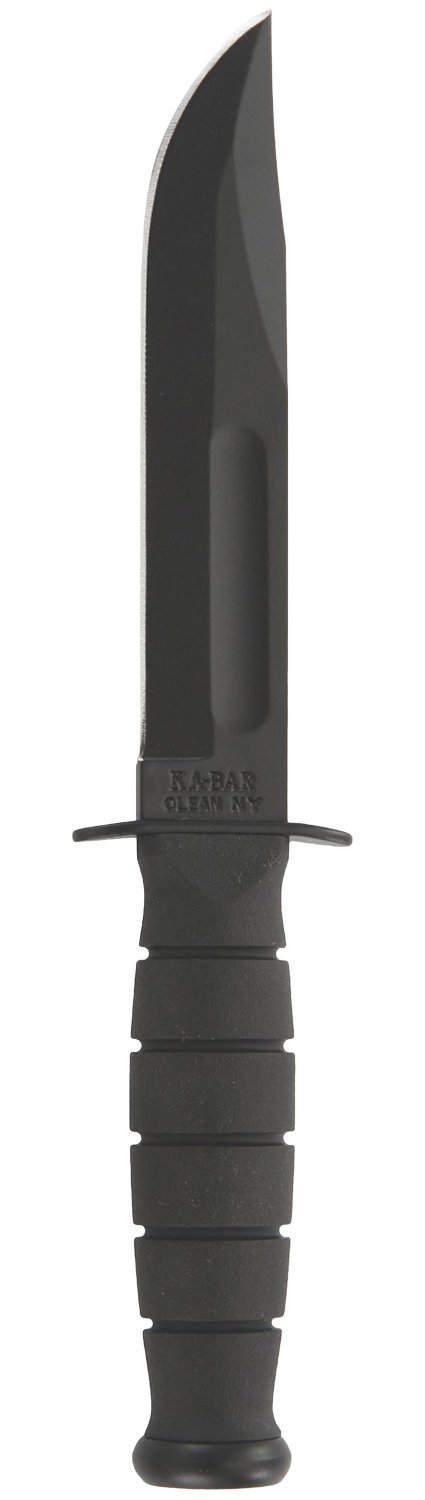 Ka-Bar 1256 Fighting/Utility  5.25" Fixed Clip Point Plain Black 1095 Cro-Van Blade, Black Kraton G Handle, Includes Sheath