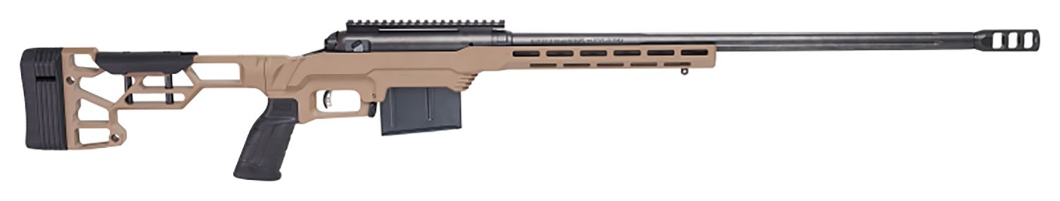 Savage Arms 57700 110 Precision 6.5 PRC 7+1 24", Matte Black Rec/Barrel, Flat Dark Earth Cerakote MDT LSS XL Chassis, Polymer Grip, Left Hand