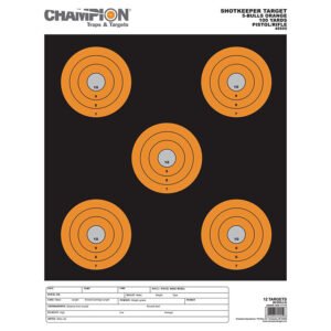 Champion Targets 45555 Shotkeeper  5" Bullseye Paper 100 yds Pistol/Rifle Large Black/Orange 12 PK