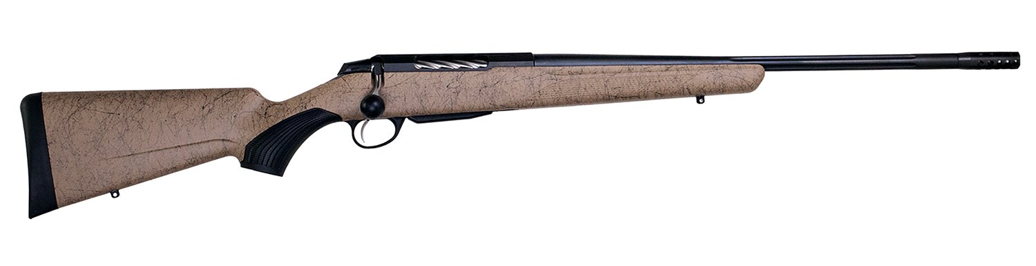 184212.jpg Tikka JRTXRT37124 T3x Roughtech 7mm PRC 3+1 24.30" Black Fluted Threaded Barrel, Black Steel Drilled & Tapped Receiver, Tan Roughtech Synthetic Stock, Right Hand