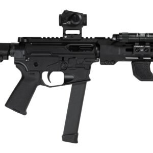 Shark Coast Tactical SCC06704SPBO9-D Sneeky Pete Deluxe w/Optic 9mm Luger 30+1 5.50" Black Melonite Threaded Barrel, Black Cerakote Receiver, SB Tactical SBA3 Brace, Vortex Crossfire Red Dot, Streamli