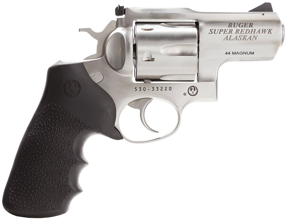 39998.jpg Ruger 5303 Super Redhawk Alaskan 44 Rem Mag 2.50" Barrel 6rd Cylinder, Satin Stainless Steel, Hogue Tamer Monogrip, Transfer Bar Safety