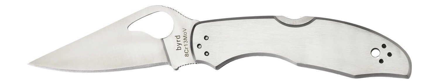 Spyderco BY04P2 Byrd Meadowlark 2 2.93" Folding Clip Point Plain 8Cr13MoV SS Blade Satin Stainless Steel Handle