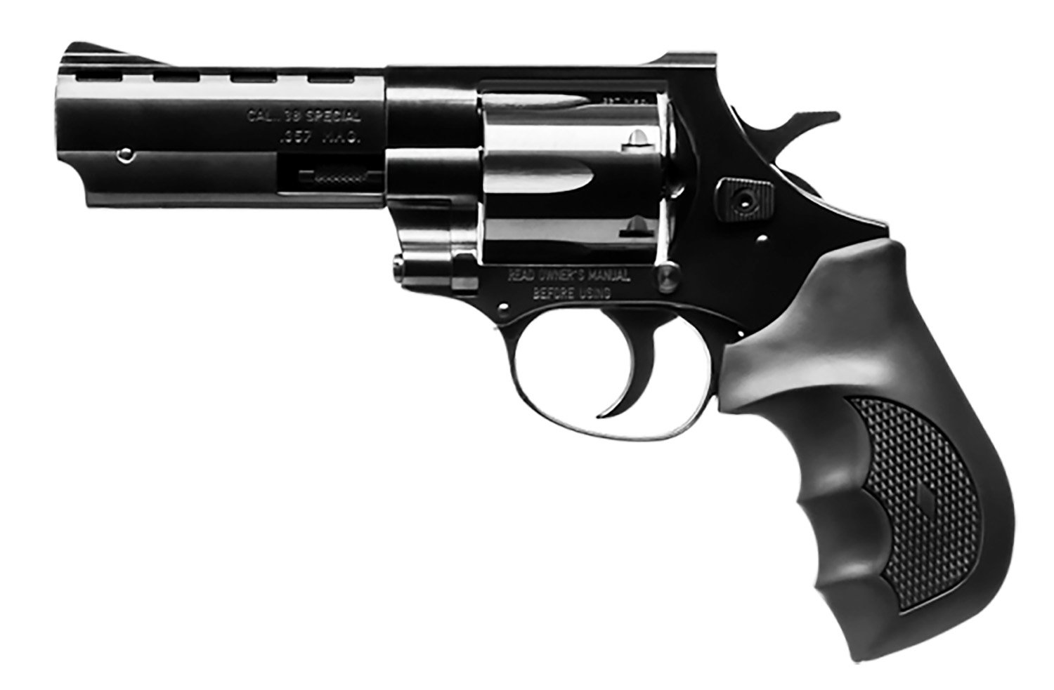 Weihrauch Guns 770123 Windicator  38 Special 6rd 4" Blued Steel Barrel & Cylinder, Compact Blued Steel Frame w/Exposed Hammer, Ramp Front/Fixed Rear Sights, Finger Grooved Black Rubber Grip
