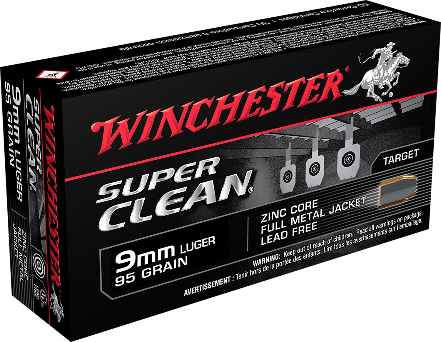 Winchester Ammo W9MMLF Super Clean  9mmLuger 95gr Lead Free Full Metal Jacket 50 Per Box/10 Case