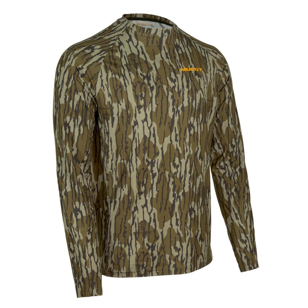 Muddy Base Layer Crew Long Sleeve Shirt Mossy Oak Bottomland L