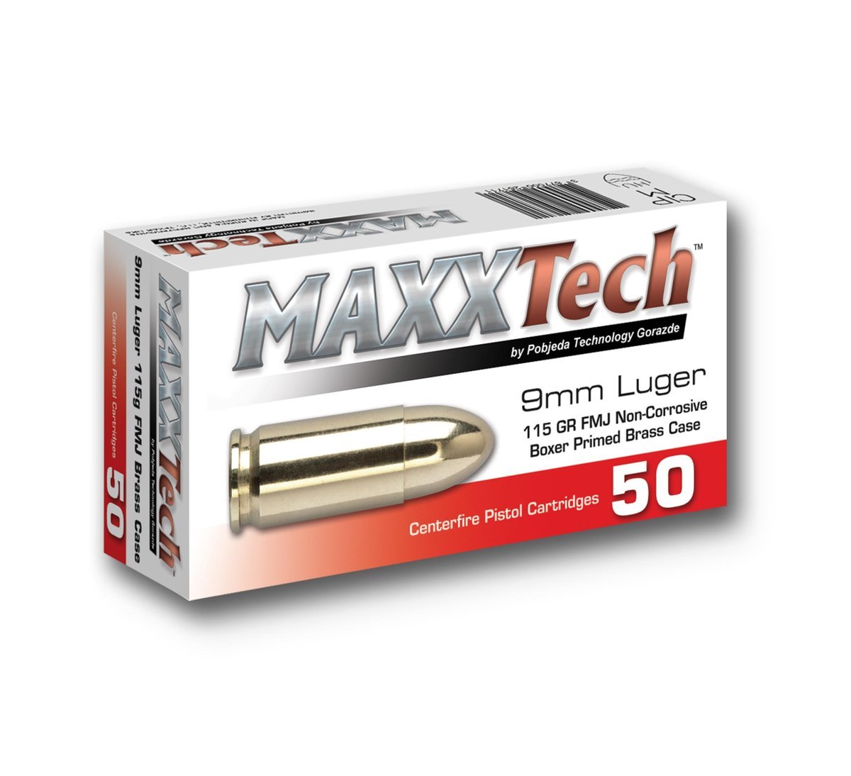 https3A2F2Fmedia.chattanoogashooting.com2Fimages2Fproduct2FTLPTGB9MMB2FTLPTGB9MMB-1.jpg Maxxtech Brass Casefire Handgun Ammunition 9mm Luger 115 gr FMJ 50/ct